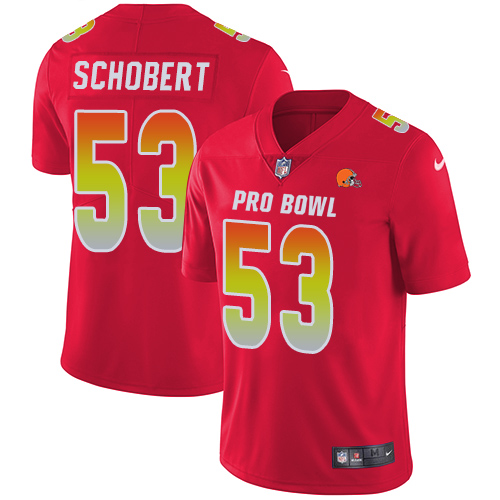 Nike Browns #53 Joe Schobert Red Youth Stitched NFL Limited AFC 2018 Pro Bowl Jersey